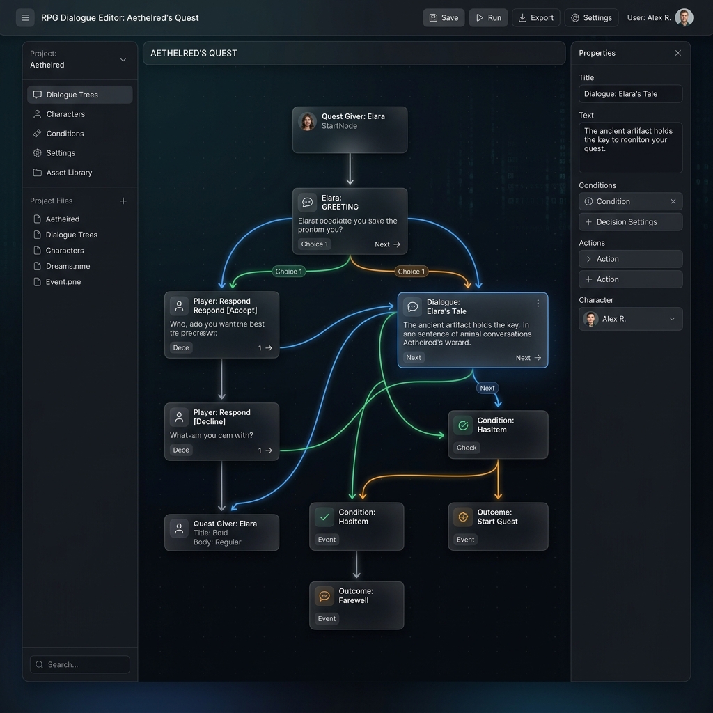 Vista del Editor de Nodos Dark Mode